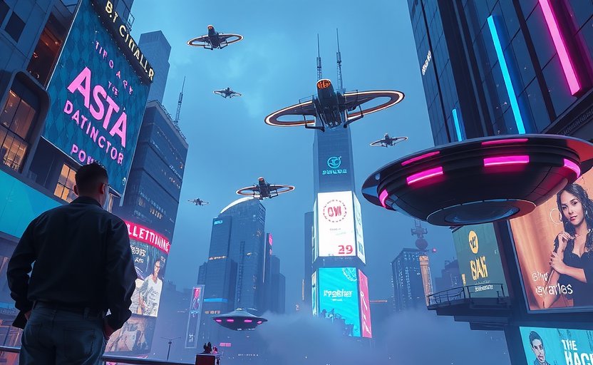 Key art for Echoes of Eternity, showcasing futuristic narrative elements